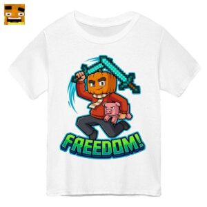 Paluten Merch: Freiheit! Kürbis-Kopf Gamer mit Pixel-Schwertern - Offizielles Fan T-Shirt