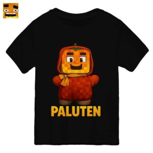 Paluten Merch: Niedlicher Kürbiskopf Gamer im Pixel-Stil - Pixel Art T-Shirt