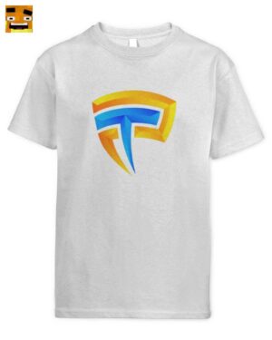 Blau Merch: & Orange Gamer Schild Logo Kinder T-Shirt | Dynamisches Esports Team Design