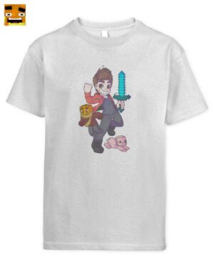 Epic Merch: Gamer Boy and Friends Block Adventure T-Shirt for Kids