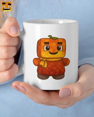 Niedliche Merch: Kürbiskopf Block Charakter Gaming Tasse – Perfektes Fanartikel