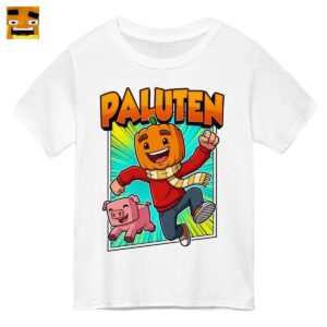 Paluten Merch: Kürbis Gamer & Block-Schweinchen Abenteuer - Cartoon Gaming T-Shirt