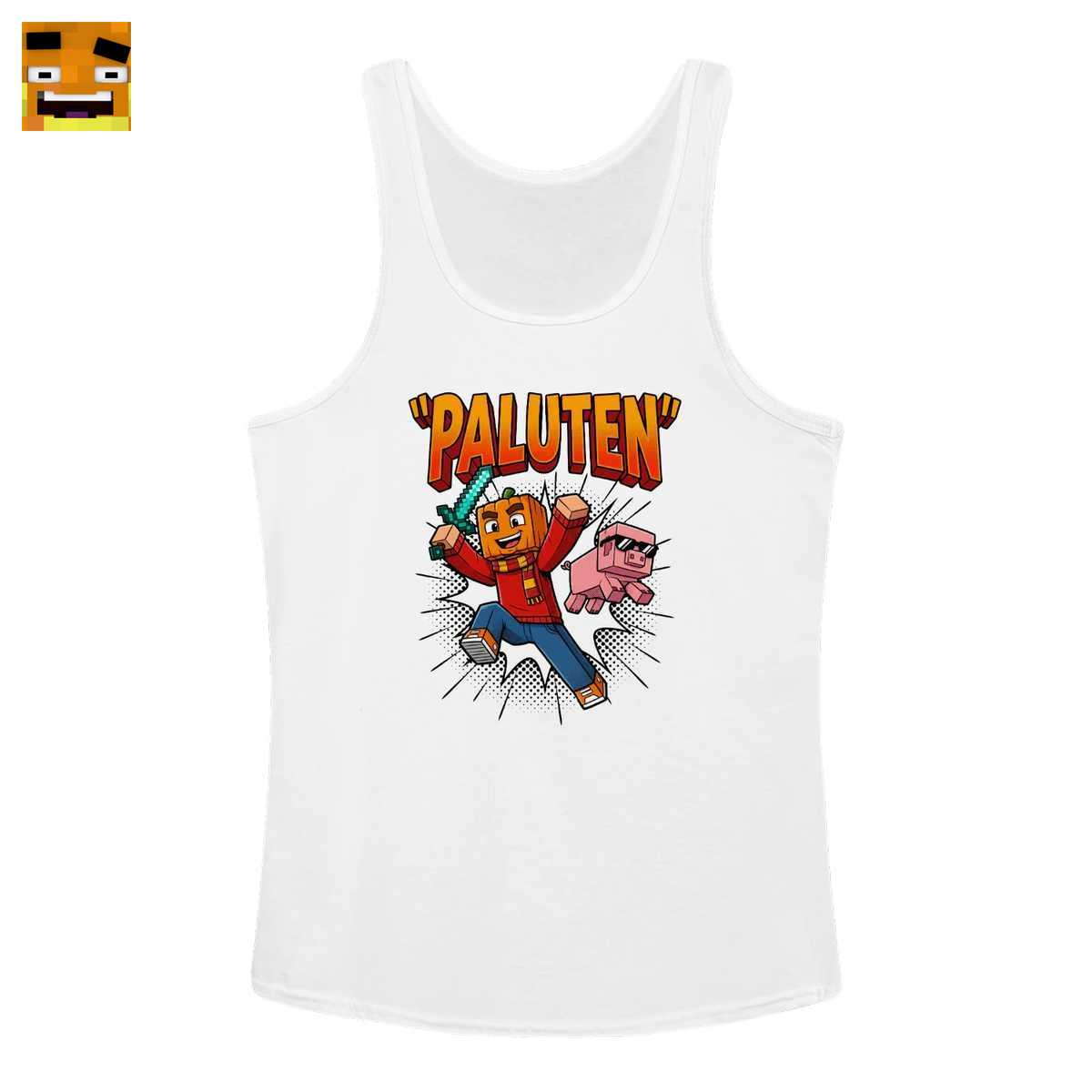 Paluten Merch: Kürbis Held & Cooles Schwein Pixel Gamer Comic Design - Pixel Art Gamer T-Shirt - Image 3