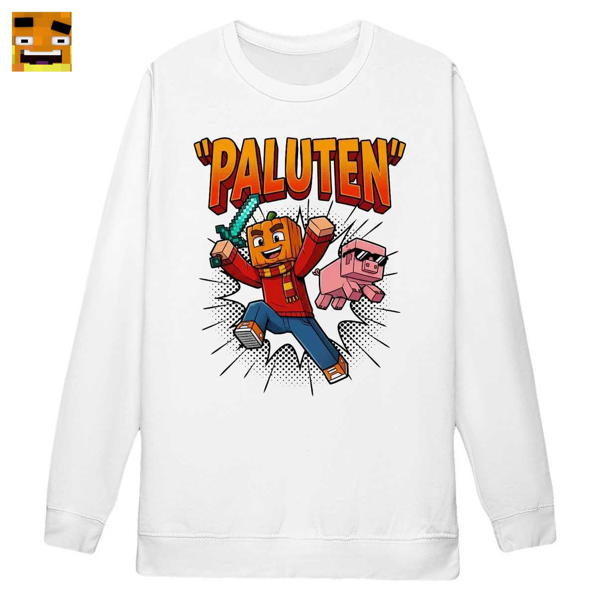 Paluten Merch: Kürbis Held & Cooles Schwein Pixel Gamer Comic Design - Pixel Art Gamer T-Shirt - Image 2