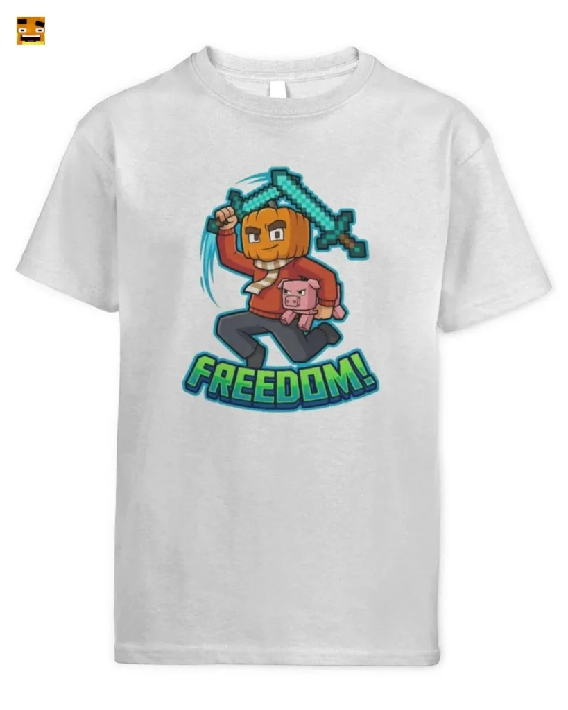 Paluten Freiheit! Kürbis-Kopf Gamer mit Pixel-Schwert T-Shirt