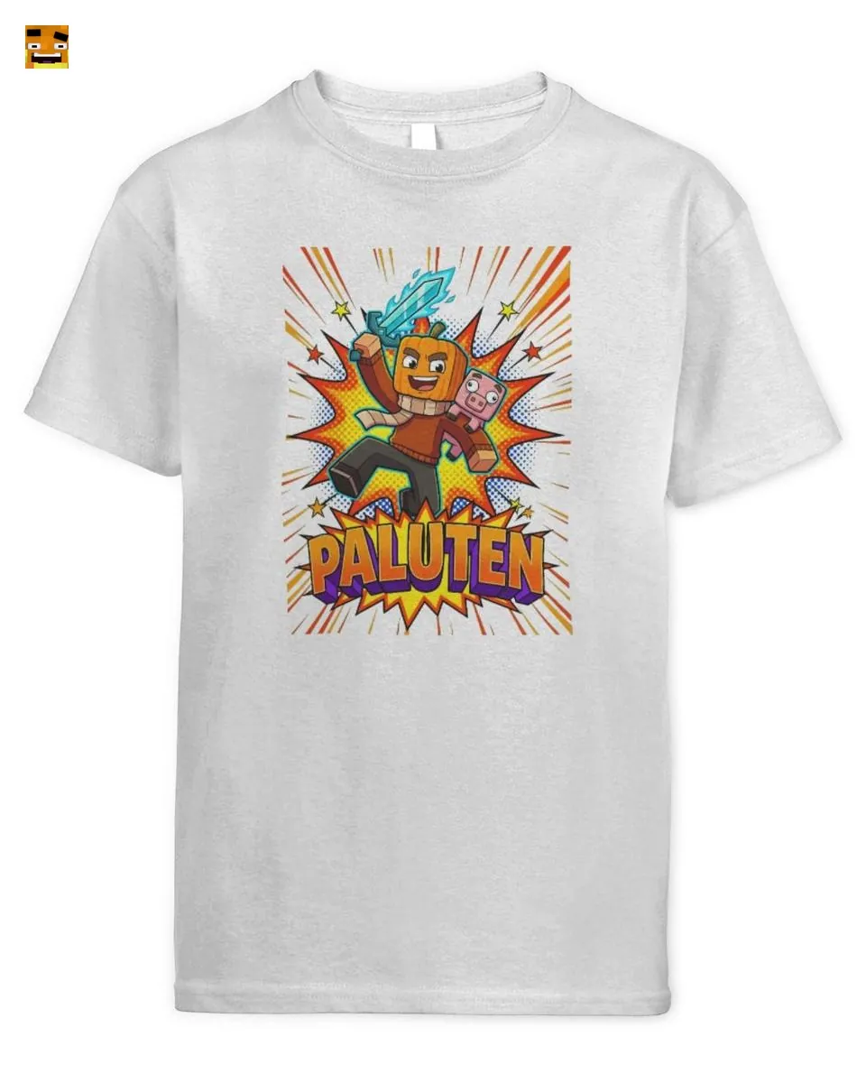 Paluten Heldenhaftes Kürbis Gamer Abenteuer im Comic T-Shirt