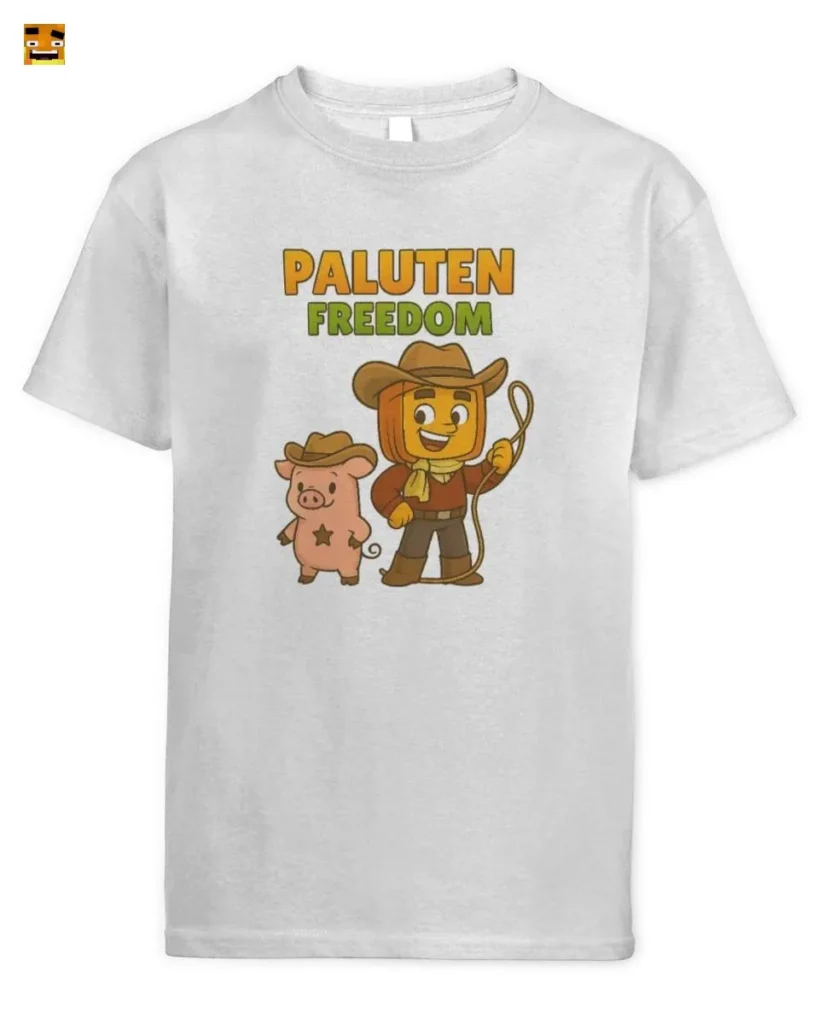 Paluten Kawaii Cowboy Gamer & Piglet Sidekick Freedom T-Shirt