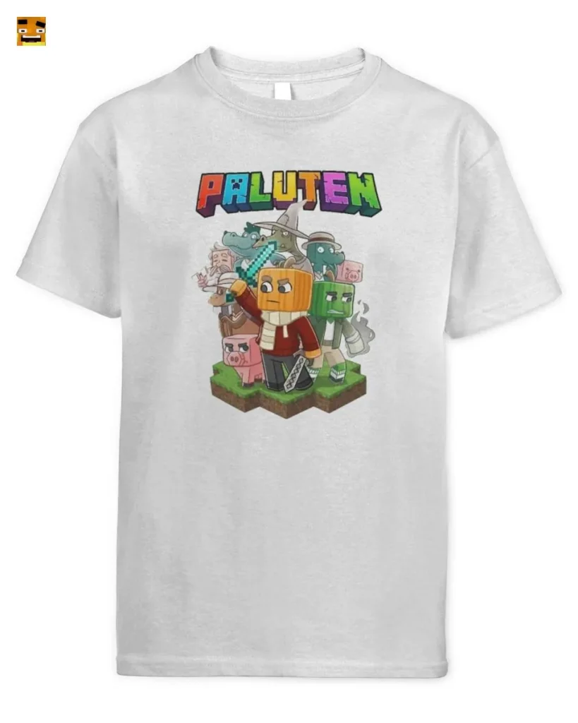 Paluten Kürbiskopf Gamer & Freunde im Pixel Block-Sti T-Shirt