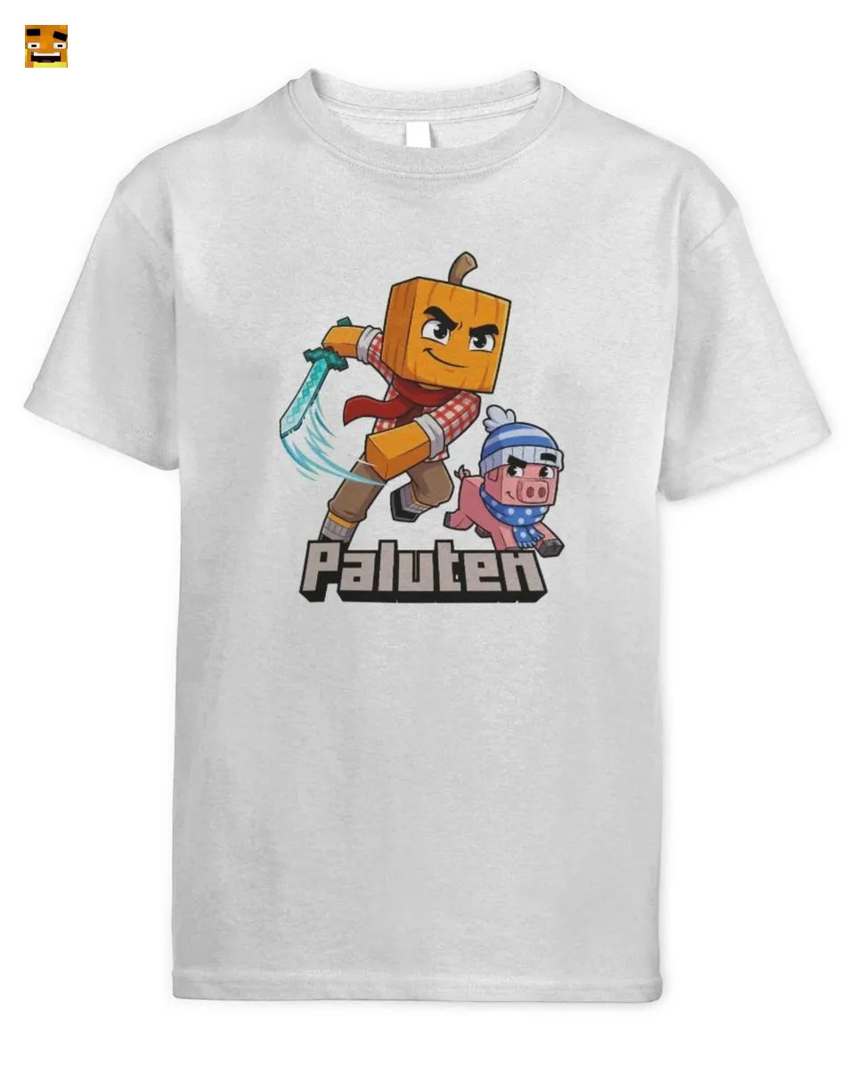 Paluten Kürbiskopf Gamer im Abenteuer mit Schweinchen T-Shirt