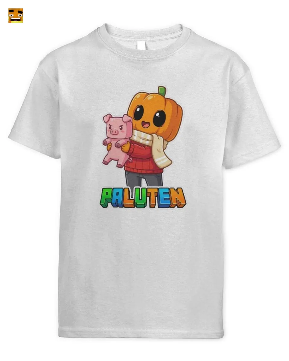 Paluten Niedlicher Kürbis Gamer mit Schweinchen Freun T-Shirt