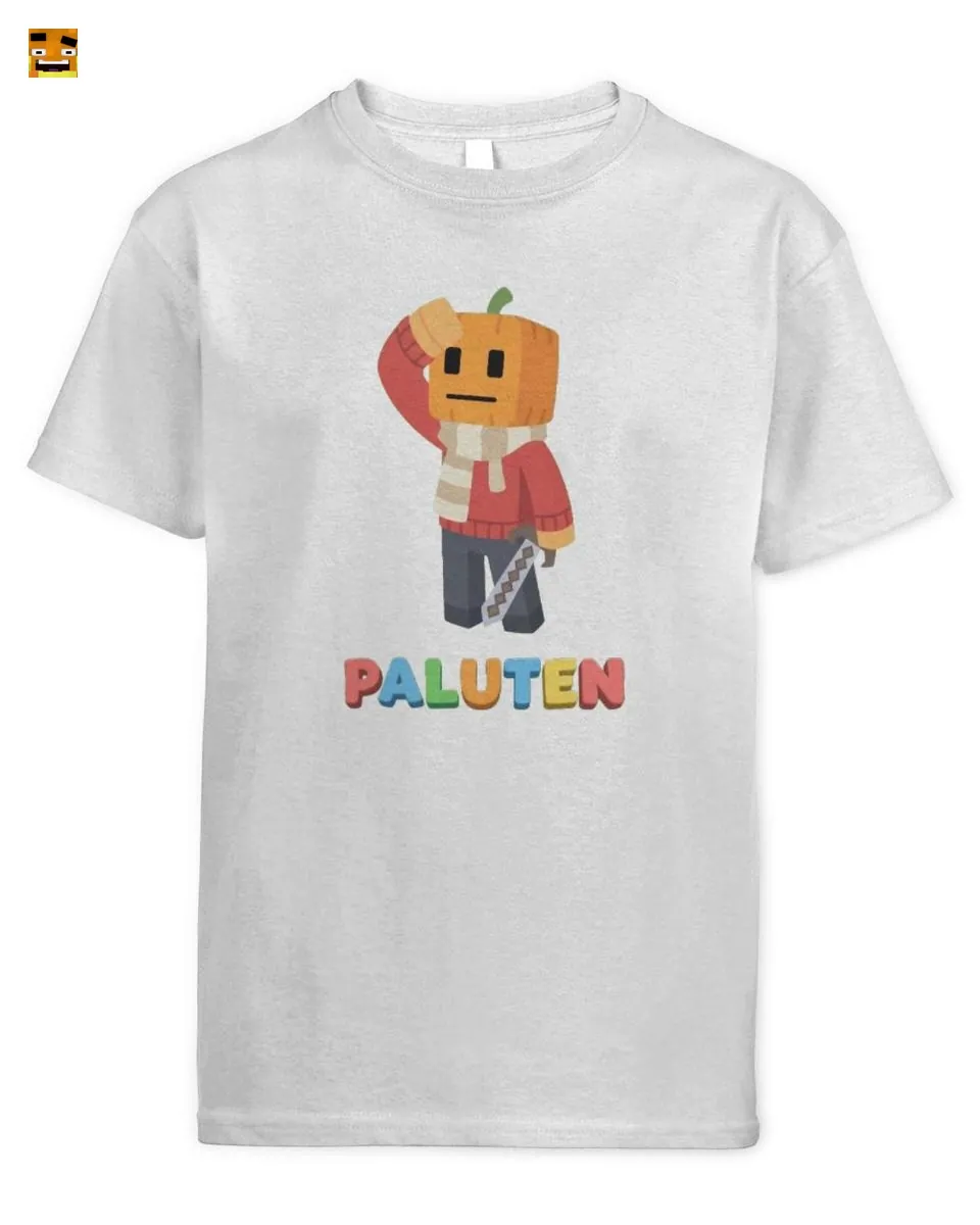 Paluten Niedlicher Kürbiskopf-Gamer Held im Block-Sti T-Shirt