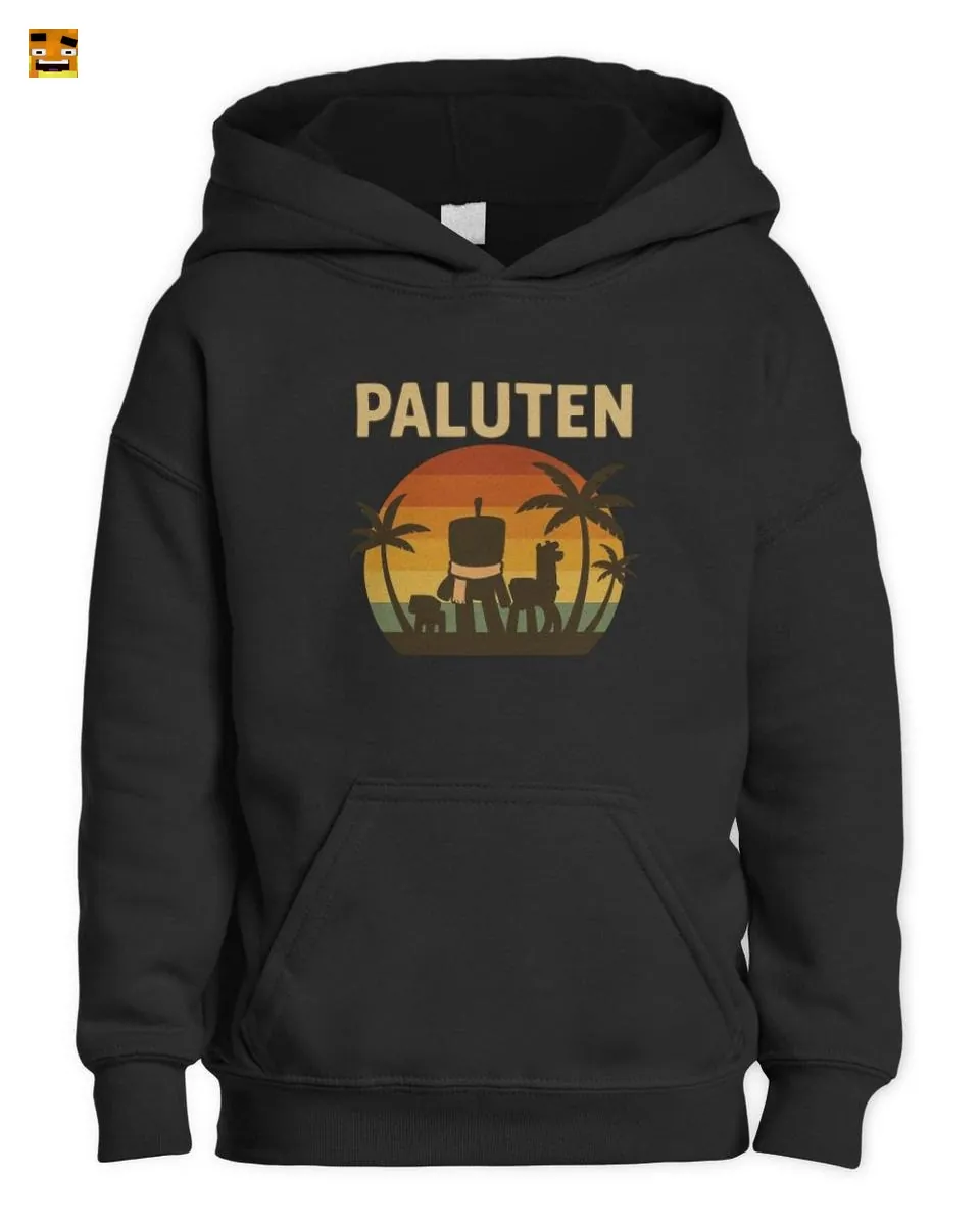 Paluten Pumpkin Head Gamer Retro Sunset Beach Design T-Shirt - Image 2
