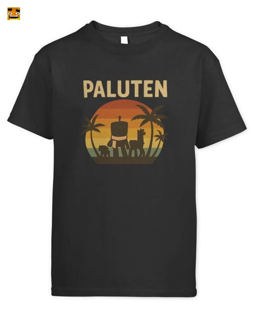 Paluten Pumpkin Head Gamer Retro Sunset Beach Design T-Shirt
